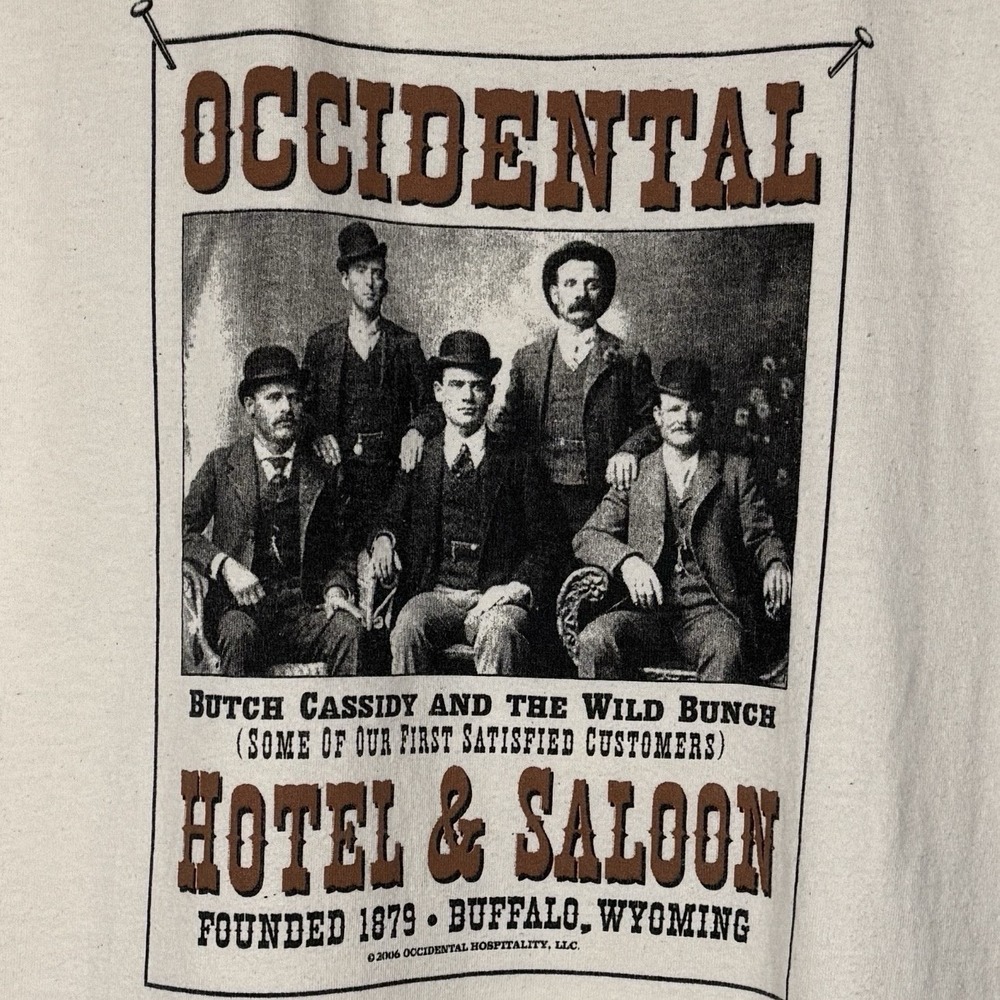 Vintage Gildan Ultra Cotton Graphic Tee Western Wyoming Saloon Cowboys T-shirt M